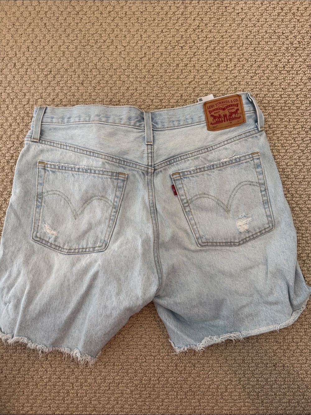 Levi's 501 Light Blue Denim Cutoff Shorts with Frayed Hem